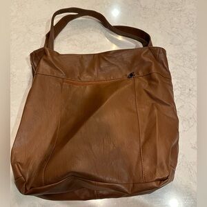 Brown faux leather shoulder bag
